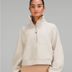 Lululemon Scuba Oversized Funnel Neck Half Zip in Natural Ivory
